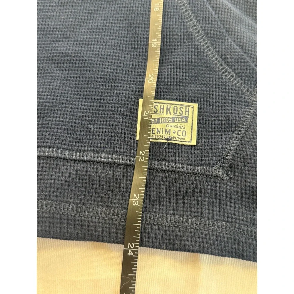 OshKosh B'gosh Boys Navy‎ Blue Waffle Knit Thermal Henley Hoodie Size 14 NWT